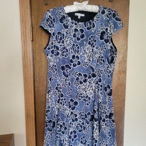 Blue Floral Cap Sleeve Mini Dress - Size 14